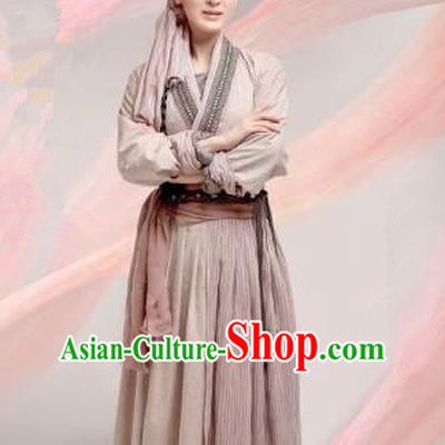 Chinese Ancient Tang Dynasty Countrywoman Costume and Headwear, Traditional Chinese Ancient Swordswoman Clothing Complete Set