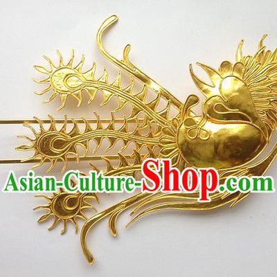 Traditional Handmade Chinese Ancient Classical Hair Accessories Barrettes, Bride Wedding Step Shake Hair Sticks Phoenix Hairpins for Women
