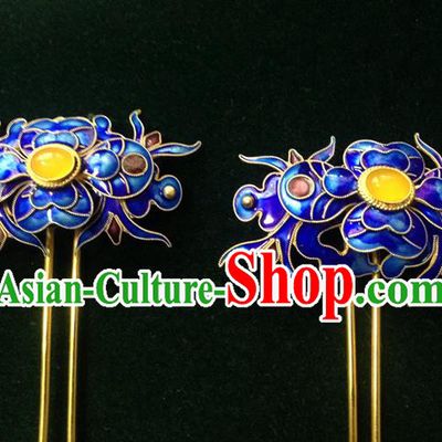 Traditional Handmade Chinese Ancient Classical Hair Accessories Barrettes Cloisonn Hairpins, Step Shake Hair Sticks for Women