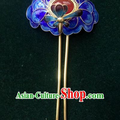 Traditional Handmade Chinese Ancient Classical Hair Accessories Barrettes Cloisonn Hairpins, Pure Sliver Step Shake Hair Sticks for Women