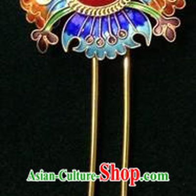 Traditional Handmade Chinese Ancient Classical Hair Accessories Barrettes Hairpins, Pure Sliver Blueing Red Gem Step Shake Hair Sticks for Women