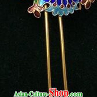 Traditional Handmade Chinese Ancient Classical Hair Accessories Barrettes Hairpins, Pure Sliver Blueing Blue Gem Step Shake Hair Sticks for Women
