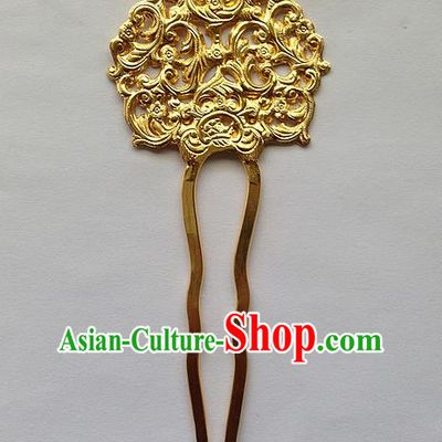 Traditional Handmade Chinese Ancient Classical Hair Accessories Barrettes Golden Hairpins, Pure Sliver Step Shake Hair Combs for Women