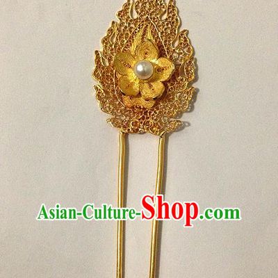 Traditional Handmade Chinese Ancient Classical Hair Accessories Barrettes Pearl Hairpins, Pure Sliver Tassel Step Shake Gilding Hair Sticks for Women