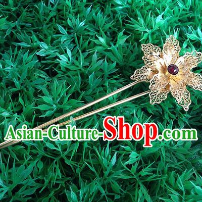 Traditional Handmade Chinese Ancient Classical Hair Accessories Barrettes Red Pearl Lotus Hairpins, Pure Sliver Gilding Step Shake Hair Sticks for Women