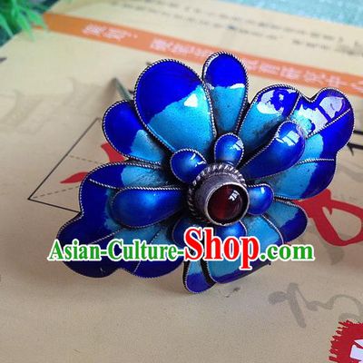 Traditional Handmade Chinese Ancient Classical Hair Accessories Barrettes Red Bead Hairpin, Pure Sliver Step Shake Blueing Hair Sticks for Women