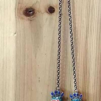 Traditional Handmade Chinese Ancient Classical Accessories Pure Sliver Blueing Pendant Tassel Waist Pendent Sweater Chain for Women