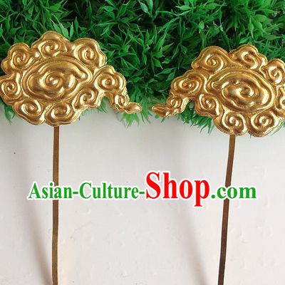 Traditional Handmade Chinese Ancient Classical Hair Accessories Barrettes, Step Shake Hair Sticks Auspicious Clouds Gilding Hairpins for Women