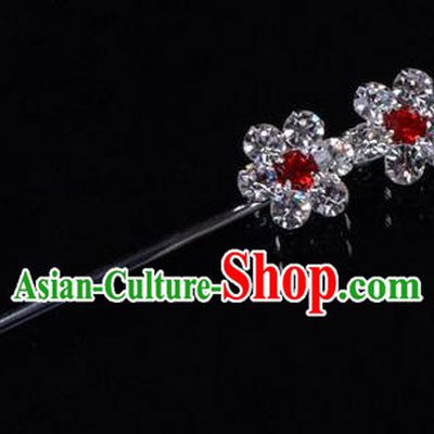 Chinese Ancient Peking Opera Hair Accessories Young Lady Headwear, Traditional Chinese Beijing Opera Head Ornaments Hua Tan Crystal Wintersweet Hairpins