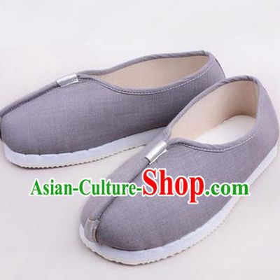 Chinese Shoes Wedding Shoes Kung Fu boots Wushu Shoes Men Shoes, Opera Shoes Hanfu Shoes Embroidered Shoes Grey Monk Shoes