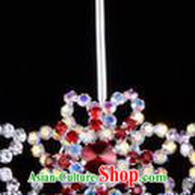 Chinese Ancient Peking Opera Hair Accessories Young Lady Diva Colorful Red Crystal Hairpins, Traditional Chinese Beijing Opera Hua Tan Head Ornaments