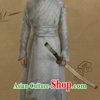 Traditional Ancient Chinese Swordswoman Costume, Films Brotherhood of Blades Chinese Ming Dynasty Heroine Hanfu Clothing and Handmade Headpiece Complete Set