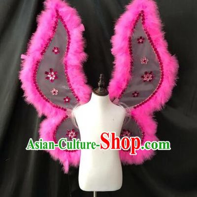 Top Grade Professional Stage Show Halloween Props Pink Butterfly Wings, Brazilian Rio Carnival Parade Samba Dance Modern Fancywork Backplane for Kids