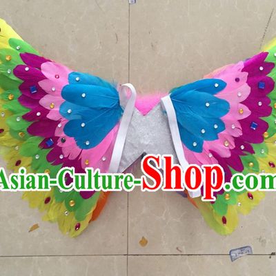 Top Grade Professional Stage Show Halloween Props Feather Wings, Brazilian Rio Carnival Parade Samba Dance Modern Fancywork Butterfly Backplane for Kids