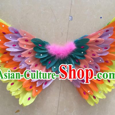 Top Grade Professional Stage Show Halloween Props Feather Wings, Brazilian Rio Carnival Parade Samba Dance Modern Fancywork Butterfly Backplane for Kids