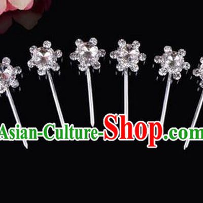 Chinese Ancient Peking Opera Hair Accessories Young Lady Diva Head Ornaments, Traditional Chinese Beijing Opera Hua Tan White Crystal Bead Hairpins