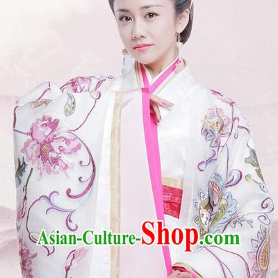 Traditional Chinese Ancient Warring States Imperial Concubine Costumes, Song of Phoenix Chu State Senior Concubine Hanfu Embroidered Clothing and Handmade Headpiece Complete Set