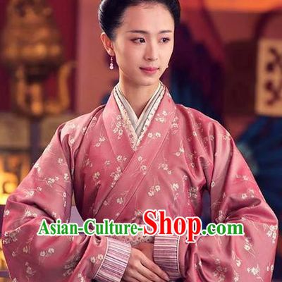 Traditional Chinese Ancient Warring States Palace Lady Costumes, Song of Phoenix Chu State Court Maid Hanfu Embroidered Clothing for Women