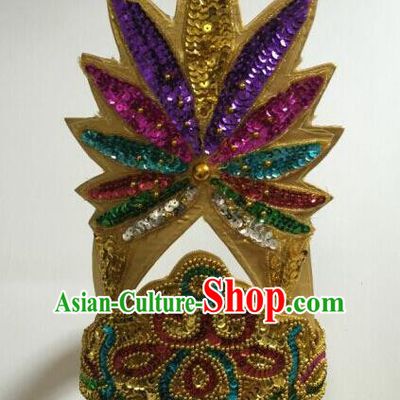 Top Grade Professional Stage Show Halloween Parade Paillette Hair Accessories, Brazilian Rio Carnival Samba Dance Modern Fancywork Hat Headwear for Women
