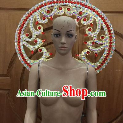 Top Grade Professional Stage Show Halloween Parade Backplane, Brazilian Rio Carnival Samba Dance Modern Fancywork Props Decorations for Women