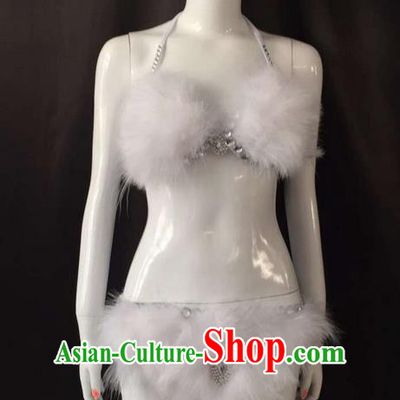 Top Grade Professional Performance Catwalks Costume Feather Bikini, Traditional Brazilian Rio Carnival Samba Dance Modern Fancywork Swimsuit for Women