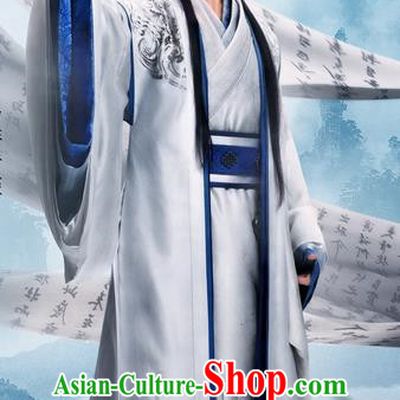 Traditional Chinese Ancient Warring States Time Imperial Prince Costumes, Song of Phoenix Young Scholar Hanfu Clothing and Handmade Headpiece Complete Set