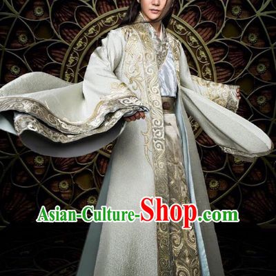 Traditional Ancient Chinese Nobility Childe Costume and Handmade Headpiece Complete Set, Elegant Hanfu Chinese Southern and Northern Dynasty Swordsman Robe Clothing