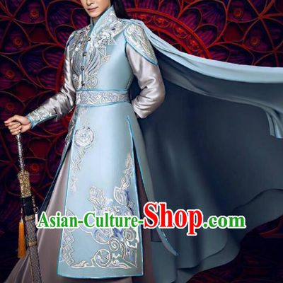 Traditional Ancient Chinese Swordsman Costume and Handmade Headpiece Complete Set, Elegant Hanfu Chinese Southern and Northern Dynasty Chivalrous Expert Clothing