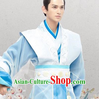 Traditional Chinese Ancient Warring States Time Nobility Childe Costumes, Song of Phoenix Chu State Dandies Hanfu Clothing and Handmade Headpiece Complete Set