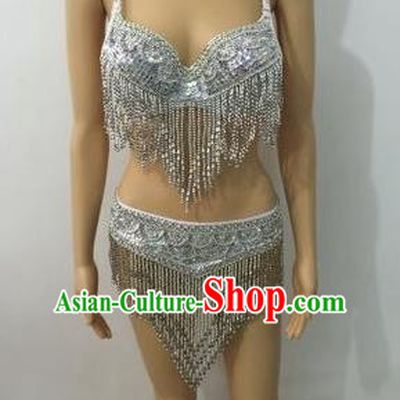 Top Grade Professional Performance Catwalks Tassel Bikini, Traditional Brazilian Rio Carnival Samba Modern Fancywork Belly Dance Swimsuit Clothing for Women