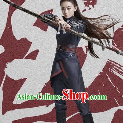 Traditional Ancient Chinese Northern and Southern Dynasties Swordswoman Costume, Princess Agents Northern Wei Dynasty Female Assassin Clothing and Headpiece Complete Set