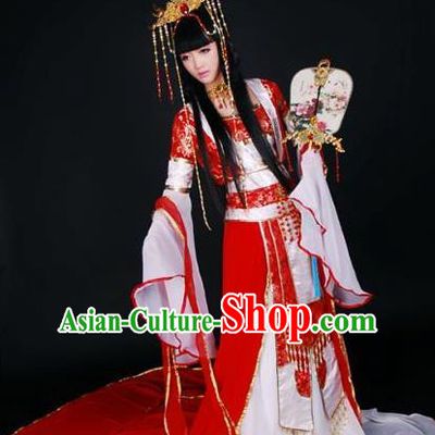 Top Grade Traditional China Ancient Cosplay Costumes, China Ancient Young Lady Princess Elegant Hanfu Red Dress for Women