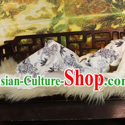 Top Grade Traditional China Ancient Young Lady Costumes Cheongsam, China Ancient Cosplay White Qipao Clothing for Adults and Kids