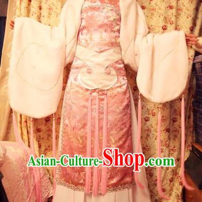 Top Grade Traditional China Ancient Fairy Costumes, China Ancient Cosplay Princess Pink Dress Clothing for Women