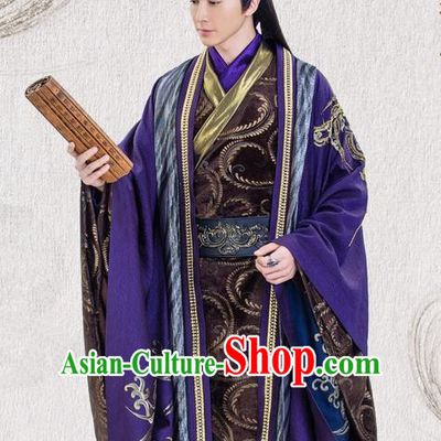 Traditional Ancient Chinese Tang Dynasty Royal Highness Costume, Xuanyuan Sword Han Cloud Imperial Emperor Clothing and Headpiece Complete Set