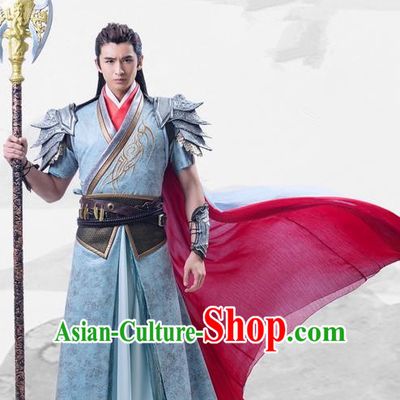 Traditional Ancient Chinese Tang Dynasty General Swordsman Costume, Xuanyuan Sword Han Cloud Imperial Warrior Coat Armor Clothing Complete Set
