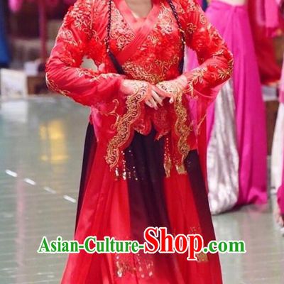 Traditional Ancient Chinese Warring States Period Palace Lady Dance Costume, Song of Phoenix Chu Dynasty Imperial Concubine Embroidered Clothing and Headpiece Complete Set