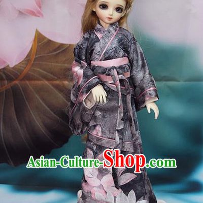 Top Grade Traditional China Ancient Female Kimono Costumes Complete Set, China Ancient Cosplay Han Dynasty Princess Printing Lotus Dress Hanfu Clothing for Adults and Kids