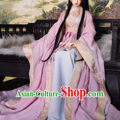 Top Grade Traditional China Ancient Fairy Costumes Complete Set, China Ancient Cosplay Tang Dynasty Princess Pink Dress Hanfu Clothing for Adults and Kids