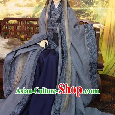 Top Grade Traditional China Ancient Fairy Costumes Complete Set, China Ancient Cosplay Tang Dynasty Princess Grey Dress Hanfu Clothing for Adults and Kids