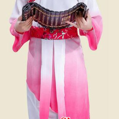 Top Grade Chinese Ancient Scholar Costume and Headwear Complete Set, Children Disciple Gauge Performance Pink Clothing for Kids