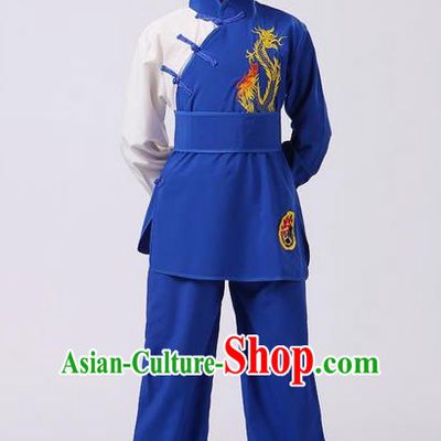 Top Grade Chinese Ancient Martial Arts Costume, Children Taiji Kung fu Blue Clothing for Kids