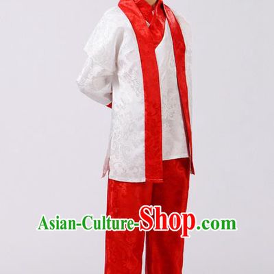Top Grade Chinese Ancient Martial Arts Red Uniform Costume, Children Taiji Kung fu Blue Hanfu Clothing for Kids