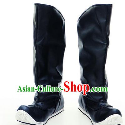 Chinese Ancient Peking Opera Leather Shoes, Traditional Chinese Beijing Opera Hanfu Officer Boots for Men
