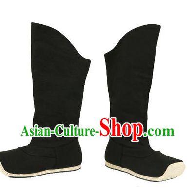 Chinese Ancient Peking Opera Officer Boots, Traditional Chinese Ancient Ming Dynasty Hanfu Cloth Shoes Boots for Men