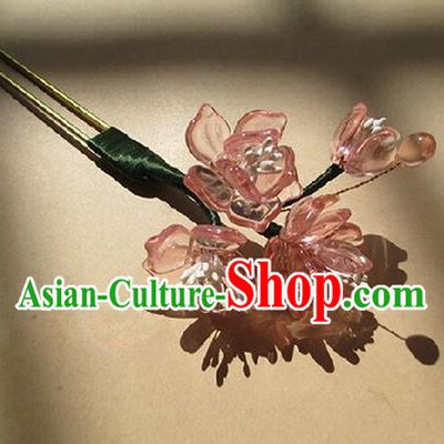 Chinese Ancient Handmade Jewelry Accessories Pink Flowers Hairpins, Traditional Chinese Ancient Hanfu Hair Clasp Headwear for Women