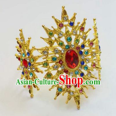 Traditional Thailand Ancient Handmade Jewelry Accessories Bracelet, Traditional Thai China Dai Nationality Colorful Crystal Bangle for Women