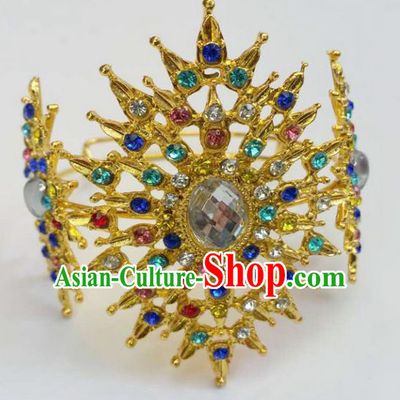 Traditional Thailand Ancient Handmade Jewelry Accessories Bracelet, Traditional Thai China Dai Nationality Colorful Crystal Bangle for Women