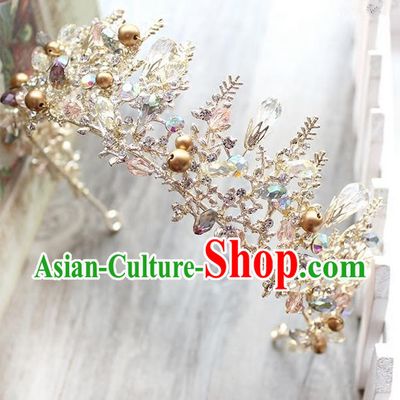 Top Grade Handmade Wedding Jewelry Hair Accessories, Traditional Crystal Royal Crown Wedding Headwear for Women