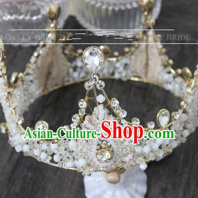 Top Grade Handmade Wedding Jewelry Queen Hair Accessories, Traditional Princess Crystal Royal Crown Wedding Headwear for Women